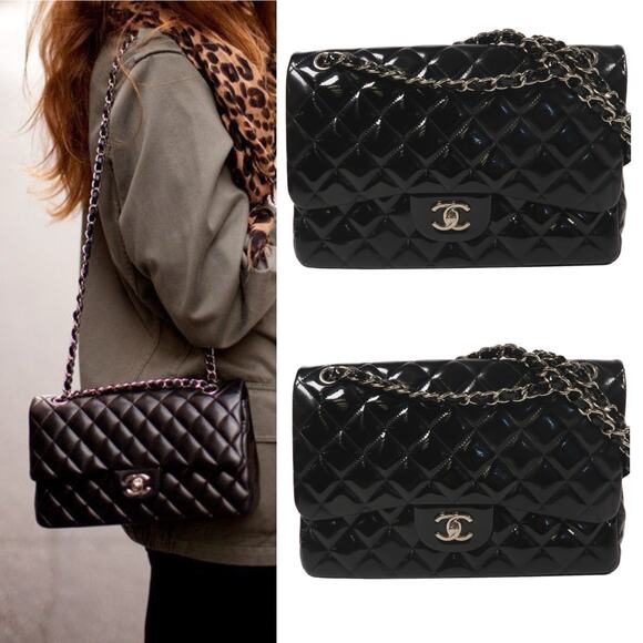 💎✨BEAUTIFUL✨💎Authentic CHANEL Quilted Chain Shoulder Bag Patent Leather - Picture 1 of 13